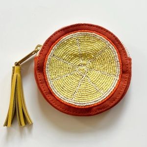 NWOT Sseko Design Beaded Citrus Pouch